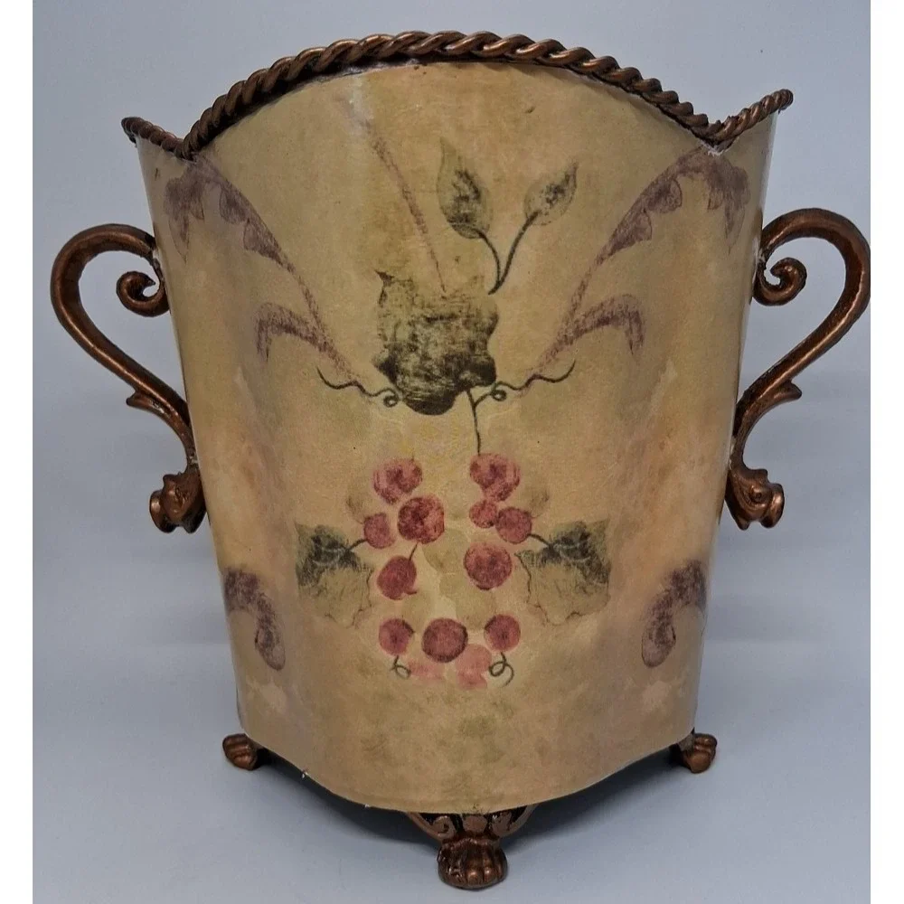 Vintage Style‎ Decorative Cache Pot with Handles and Grape Design